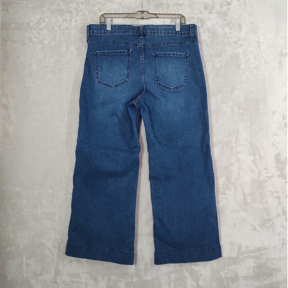 Women's High-Rise Wide-Leg Blue Jeans Pintuck  Front Seam Size 16 EUC Time & Tru - Picture 2 of 15